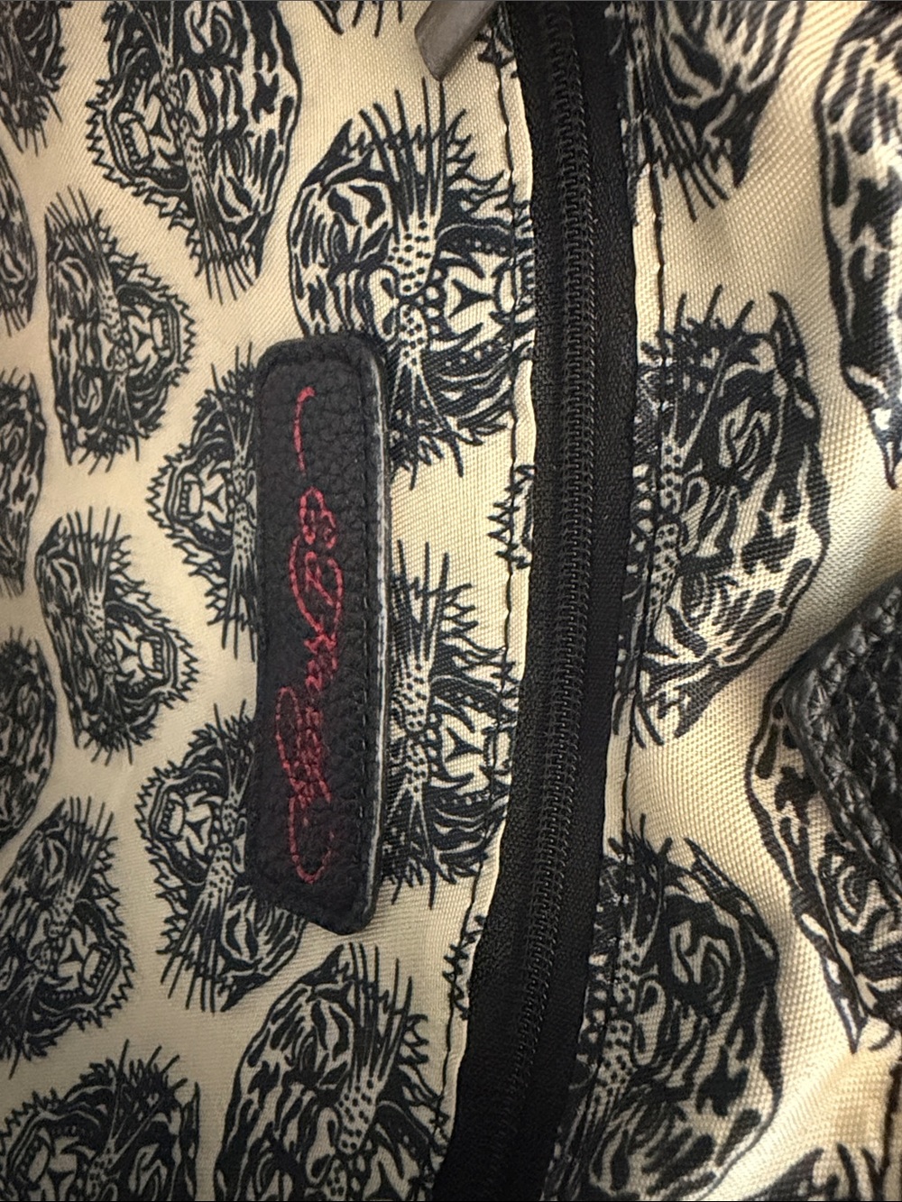 Ed Hardy Black & Red Rose Skull Tote Bag - Picture 7 of 7